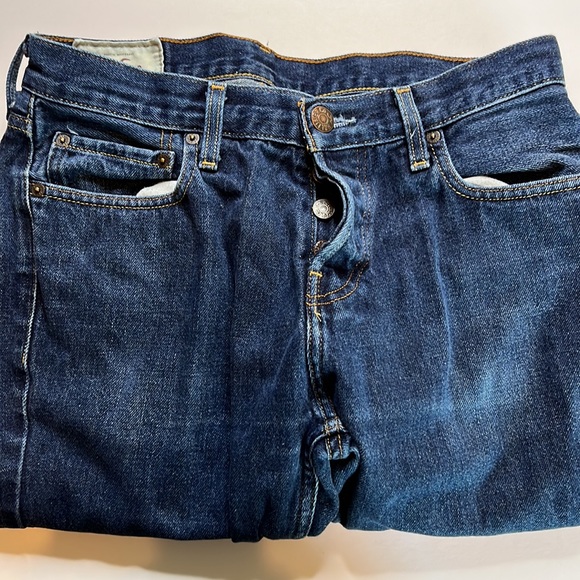 Vintage Hollister Slim Fit Blue Denim Jeans 32 32 Button Fly - Picture 3 of 11